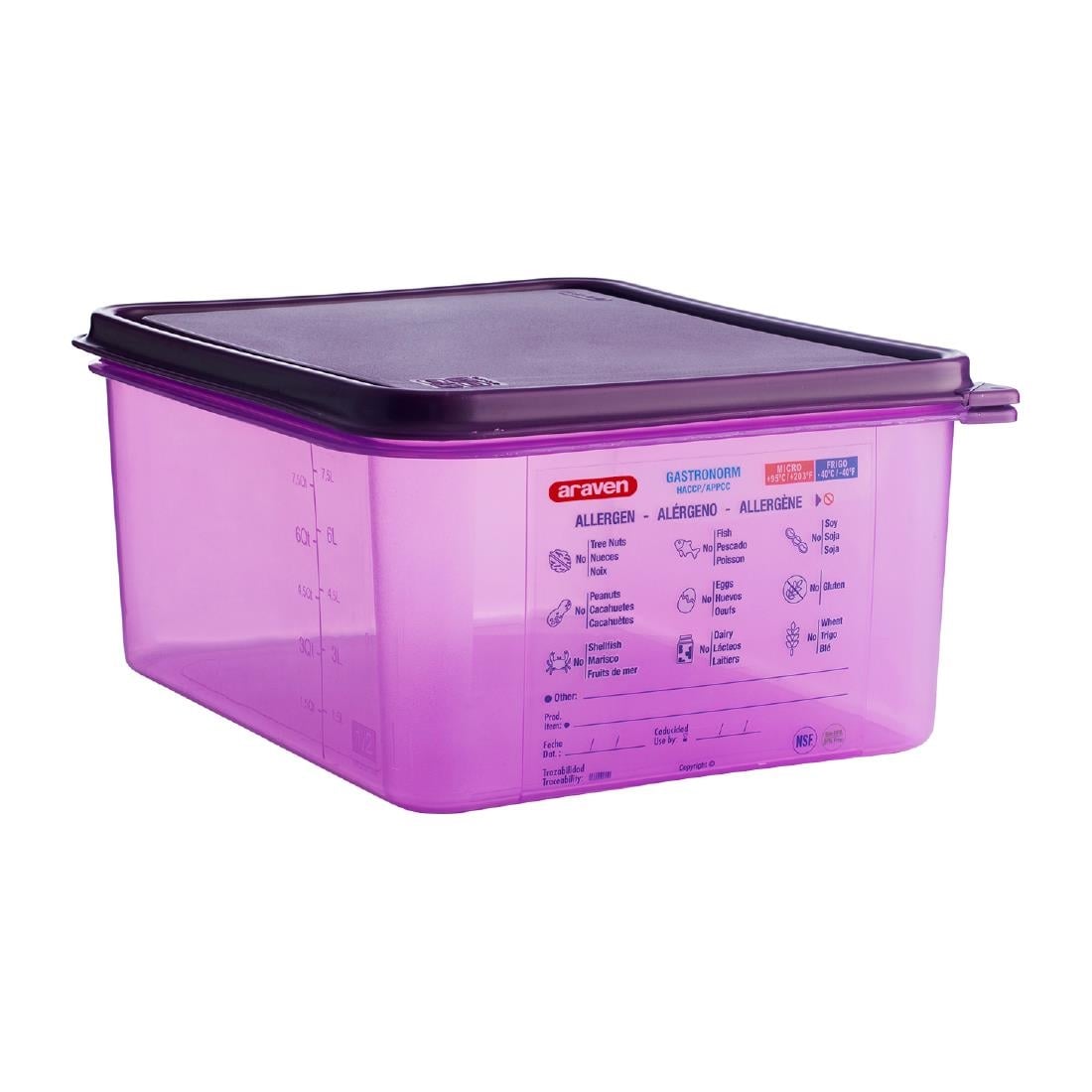 Araven Allergen polypropyleen 1/2 gastronorm bewaarbox paars 10L