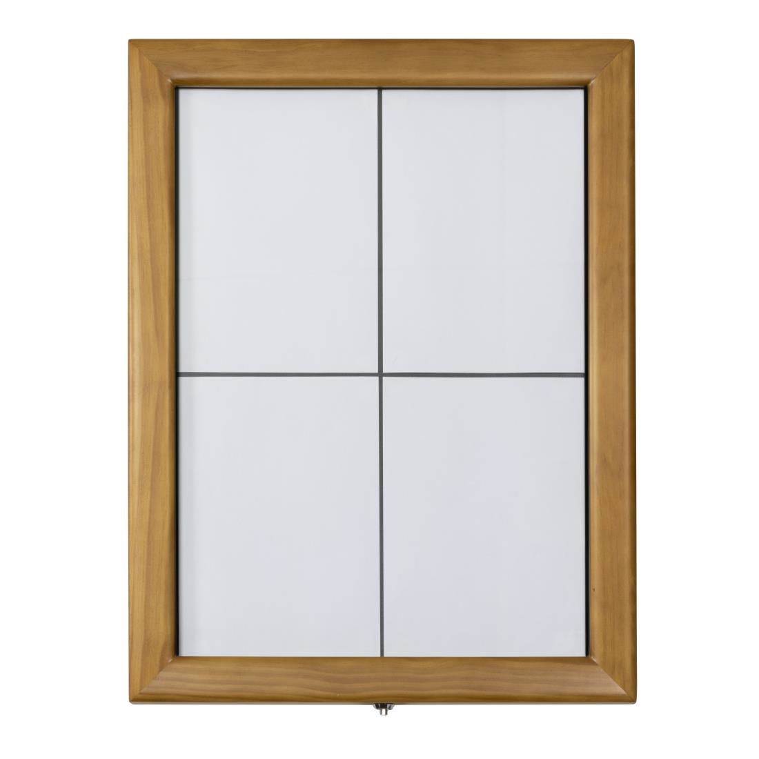 Securit Teak wit LED informatie 4xA4 display (excl. paal en voet)
