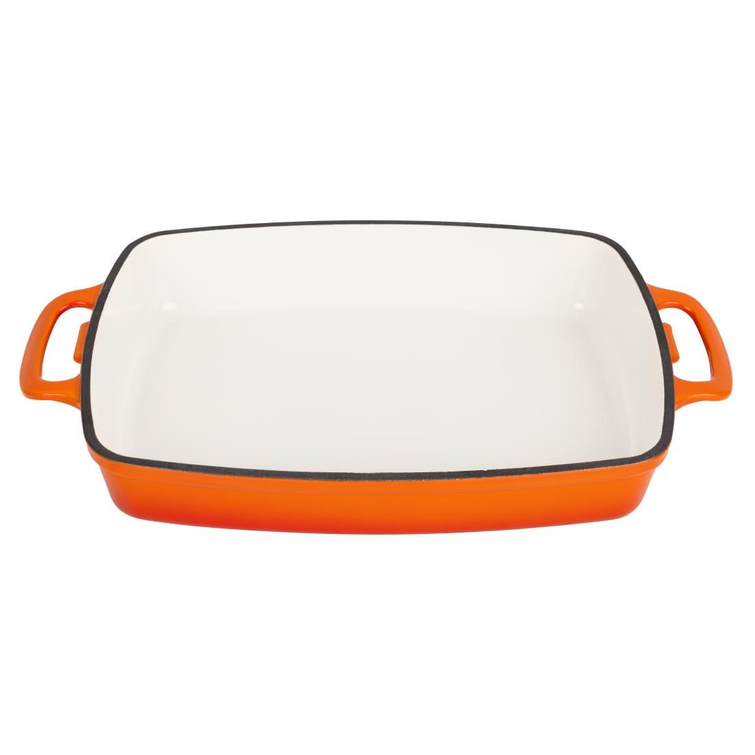 Vogue rechthoekige gietijzeren ovenschaal oranje 2,8L