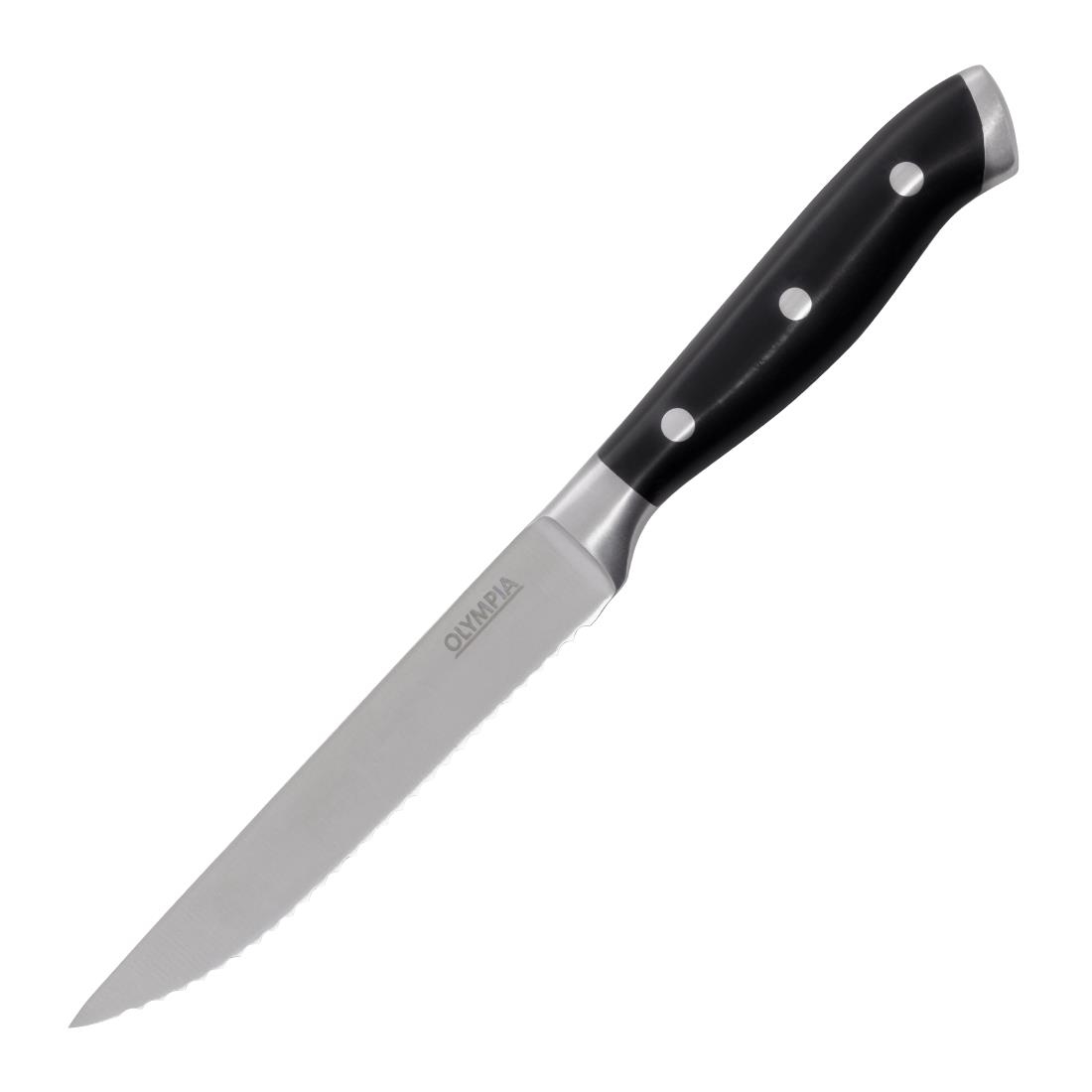Olympia Premium Geklonken Steakmessen met Zwarte ABS Handvatten (6 stuks)