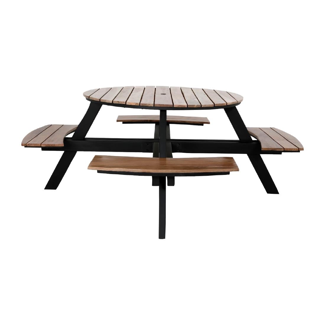 Bolero Acacia acaciahout picknicktafel bankenset rond