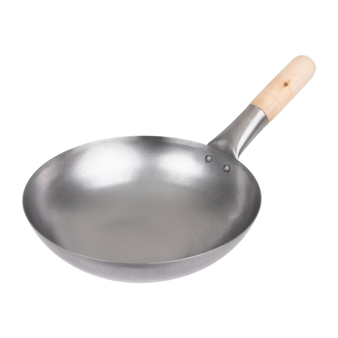 Vogue zacht stalen wok met platte bodem 25,5cm