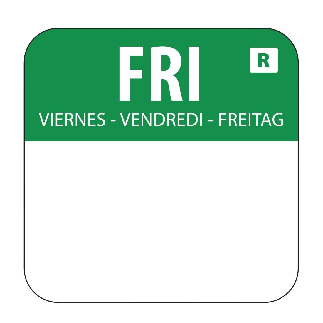 Etiquettes alimentaires code couleur vert Hygiplas vendredi 24mm (lot de 1000)