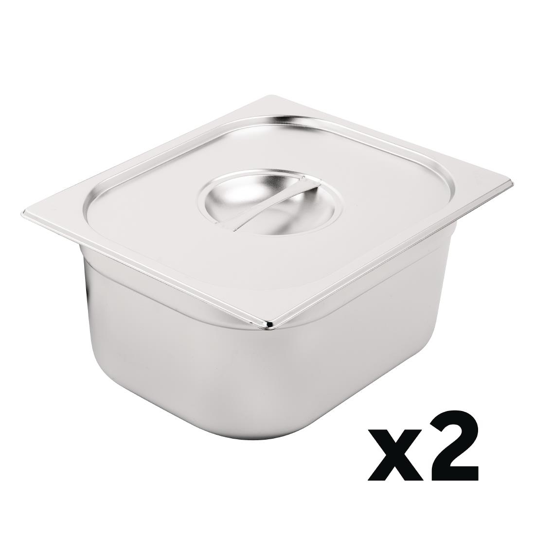 Vogue RVS Gastronorm Bakken Set 2 x 1/2 met Deksels