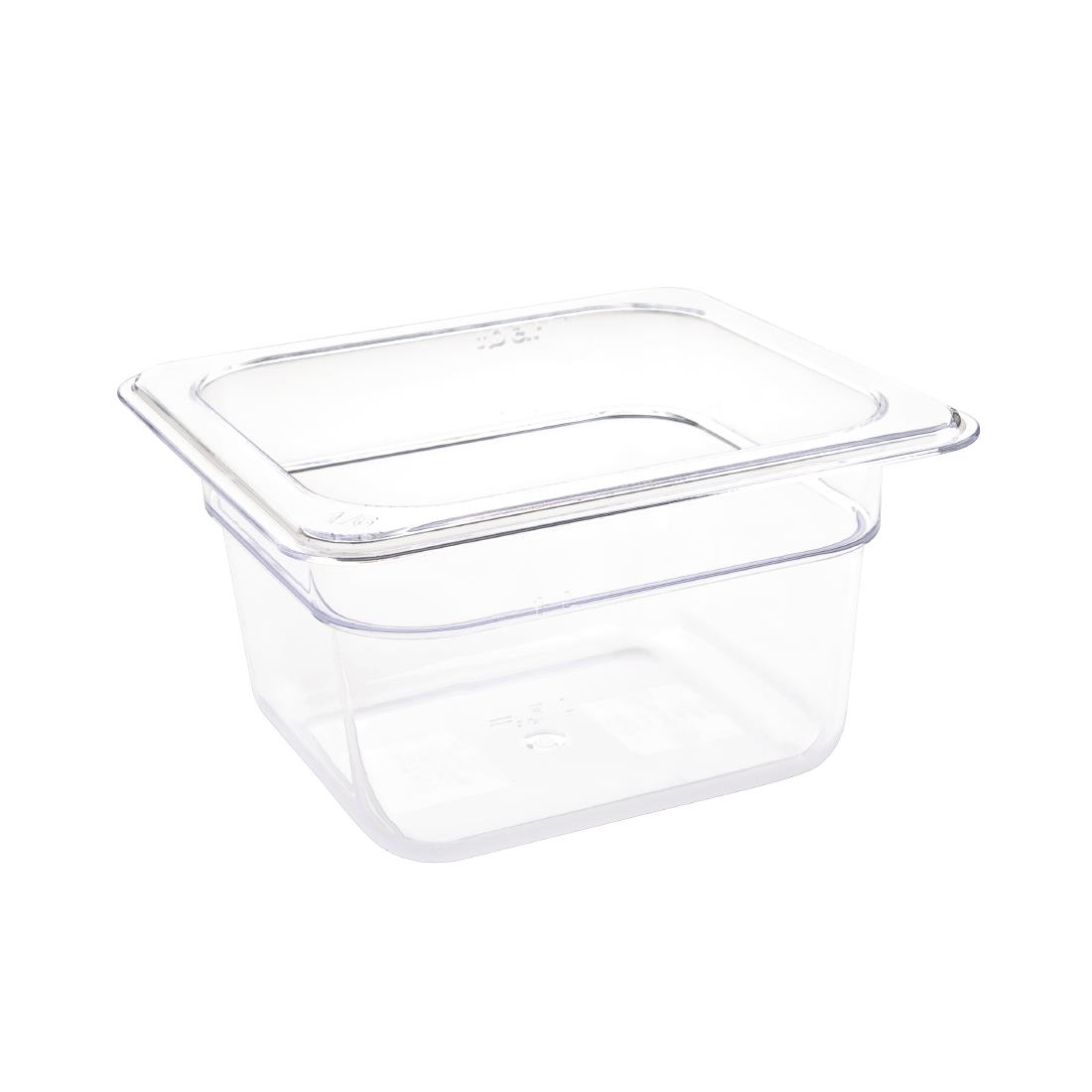 Vogue Polycarbonaat 1/6 Gastronorm bak 100 mm Transparant