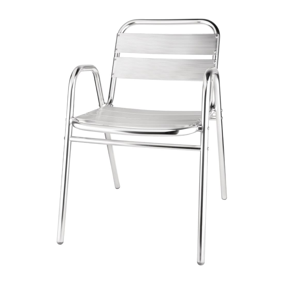 Fauteuils empilables en aluminium avec accoudoirs Bolero (lot de 4)