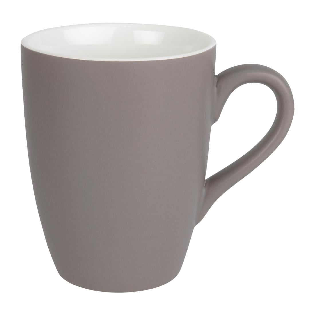 Mug pastel mat en porcelaine Olympia gris 320ml (Lot de 6)