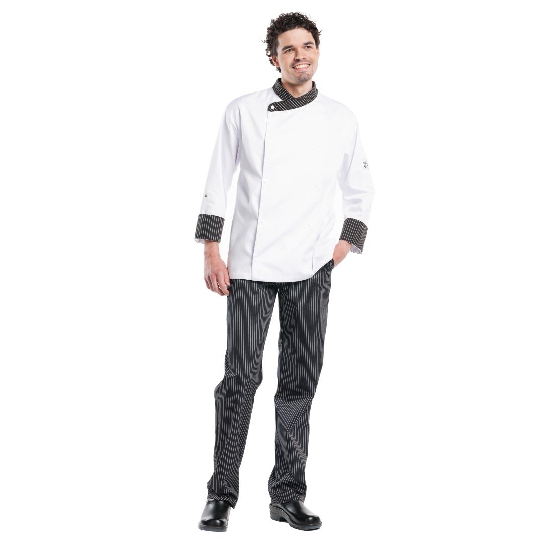 Pantalon de cuisine mixte Chaud Devant Ligne Noir rayé noir et blanc 58