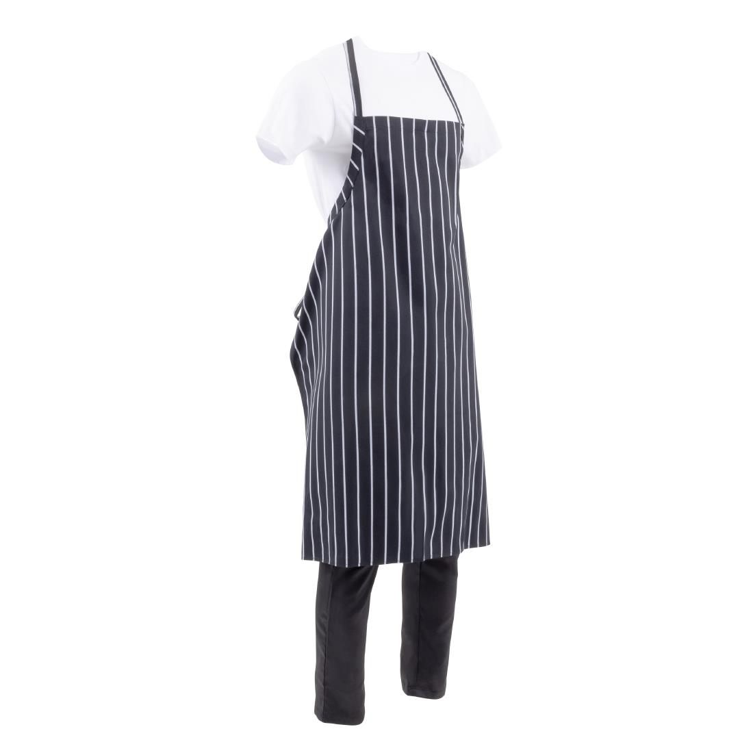 Chef Works Premium geweven halterschort gestreept