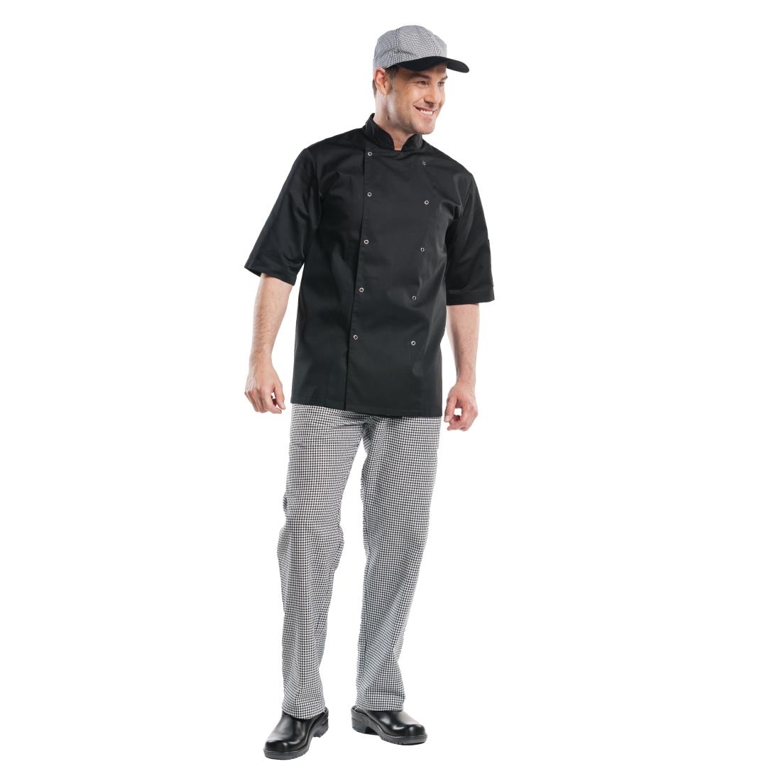 Veste de cuisine mixte Chaud Devant Hilton Poco manches courtes noire XXL