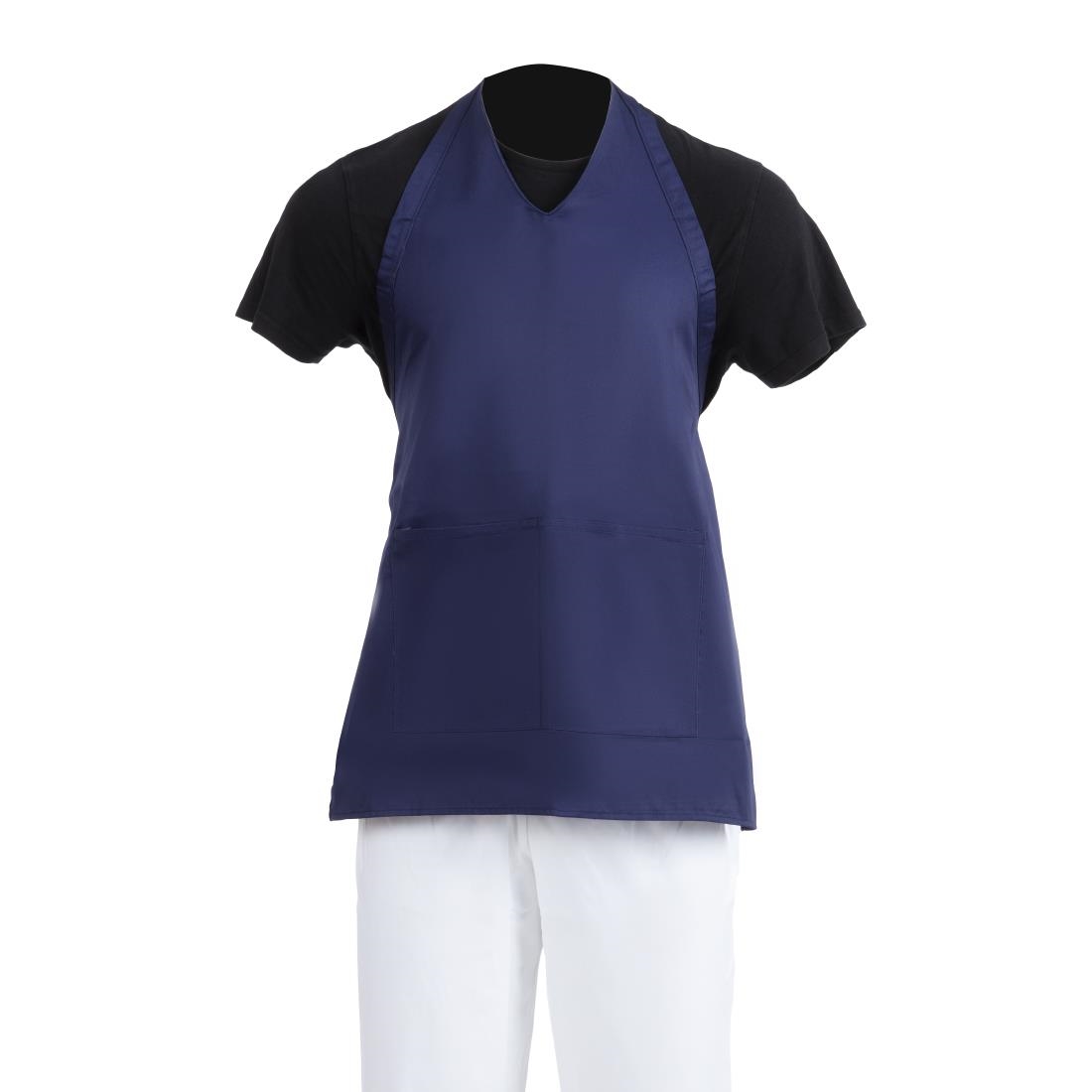 Whites halterschort met V-hals donkerblauw