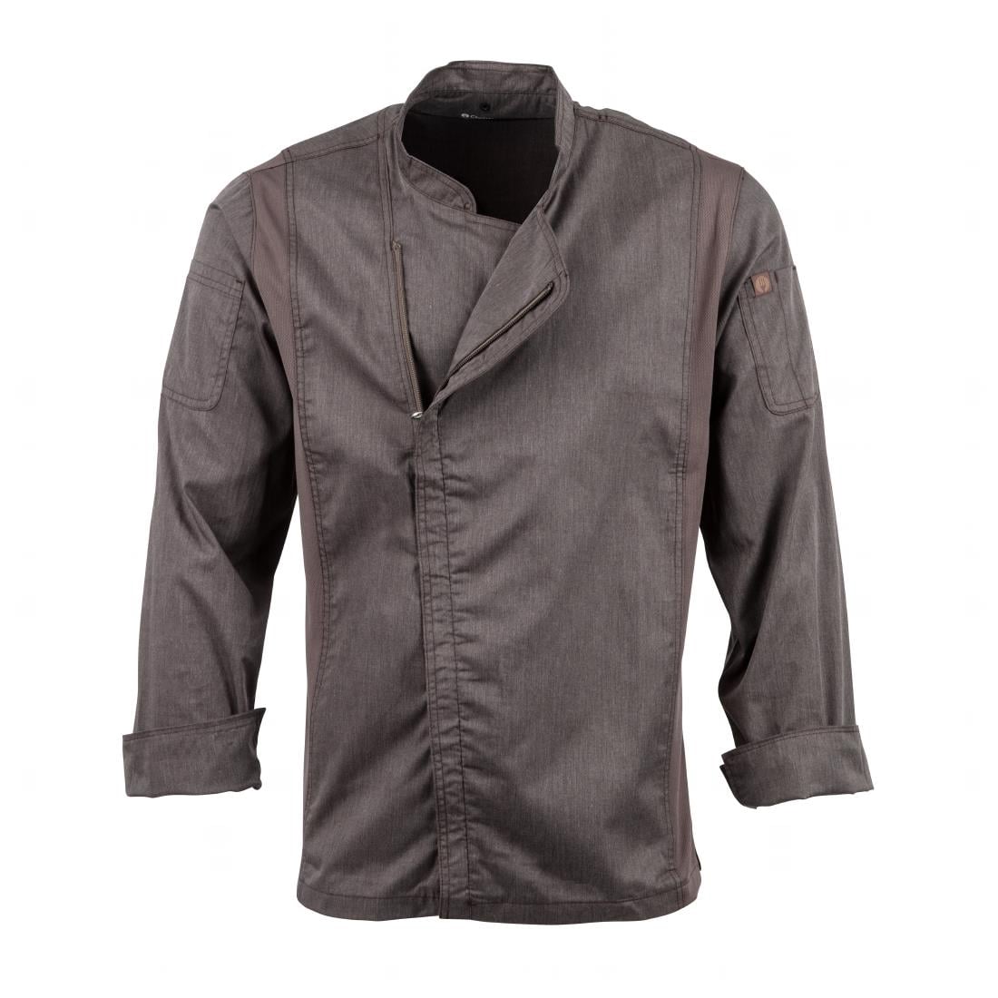 Veste de cuisine mixte légère à fermeture éclair Hartford Chef Works Urban gris graphite M