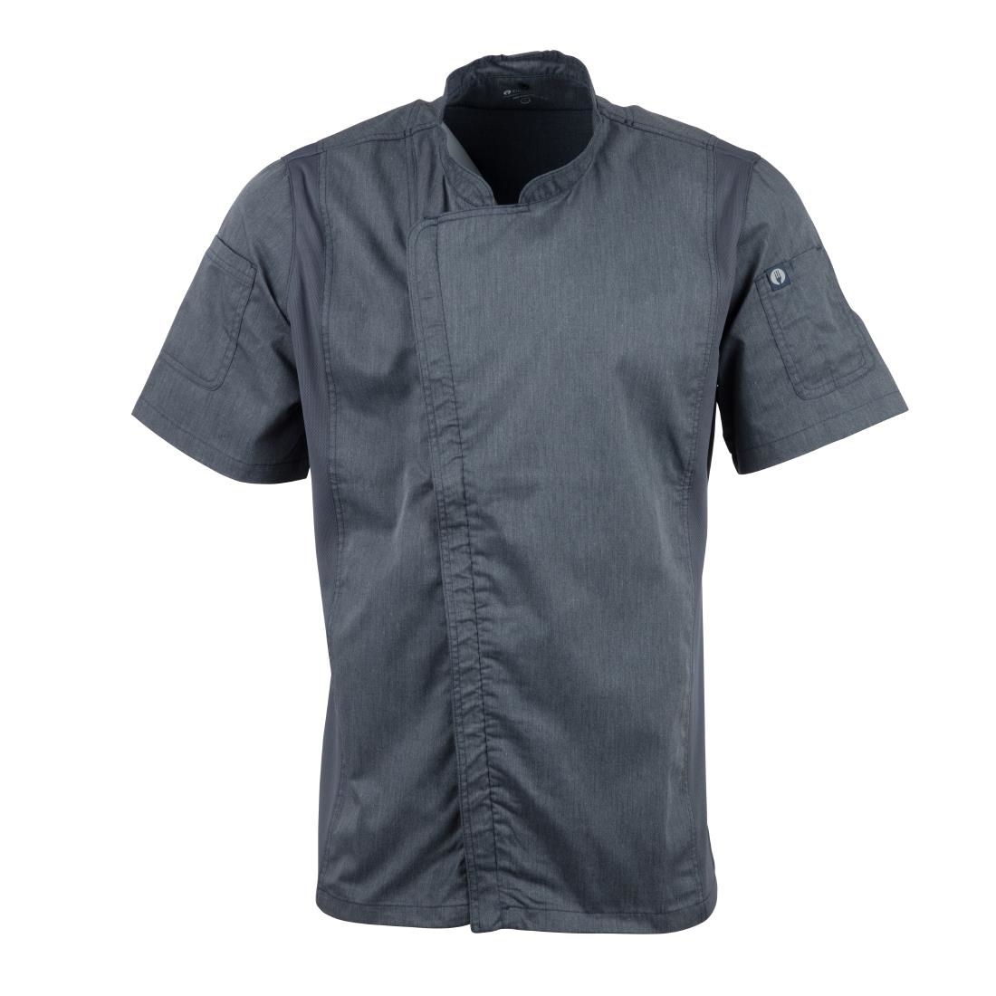 Chef Works Urban Springfield unisex koksbuis met rits korte mouw inktblauw