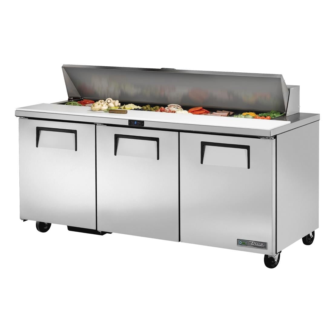 Comptoir de préparation 3 portes 538L True 18 GN 1/6 TSSU-72-18-HC