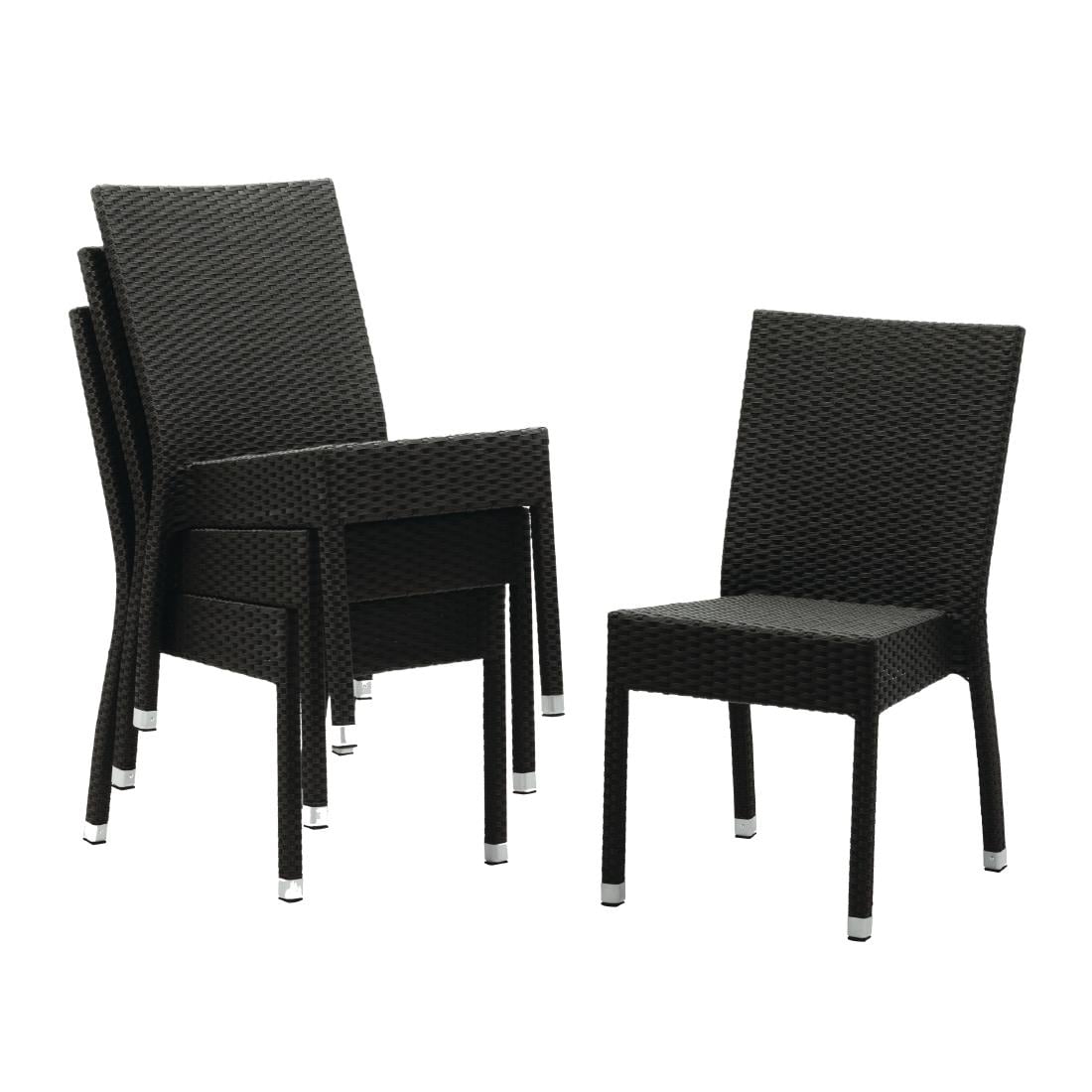Chaises en rotin PE Bolero anthracite (Lot de 4)