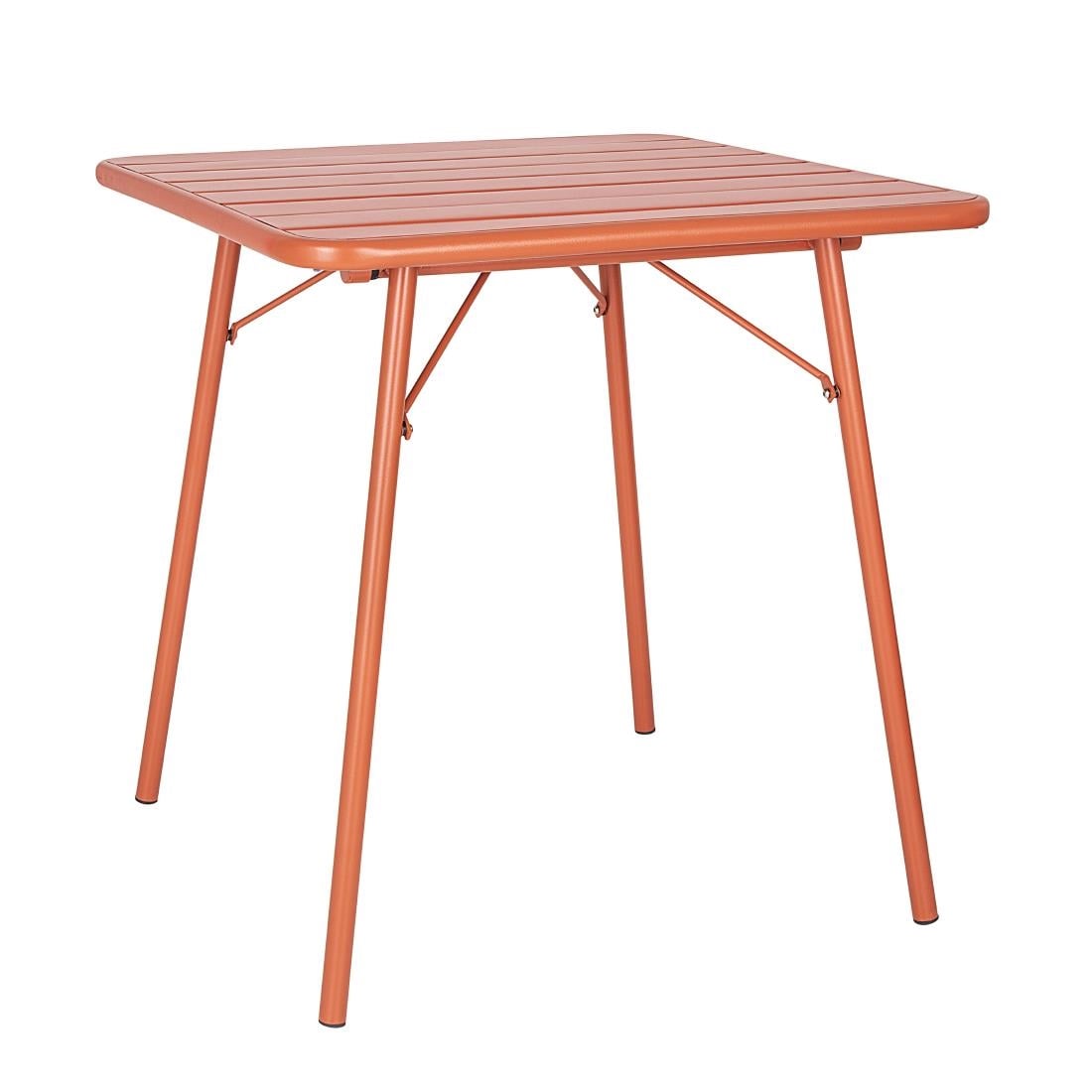 Table carrée à lattes en acier Bolero terracotta