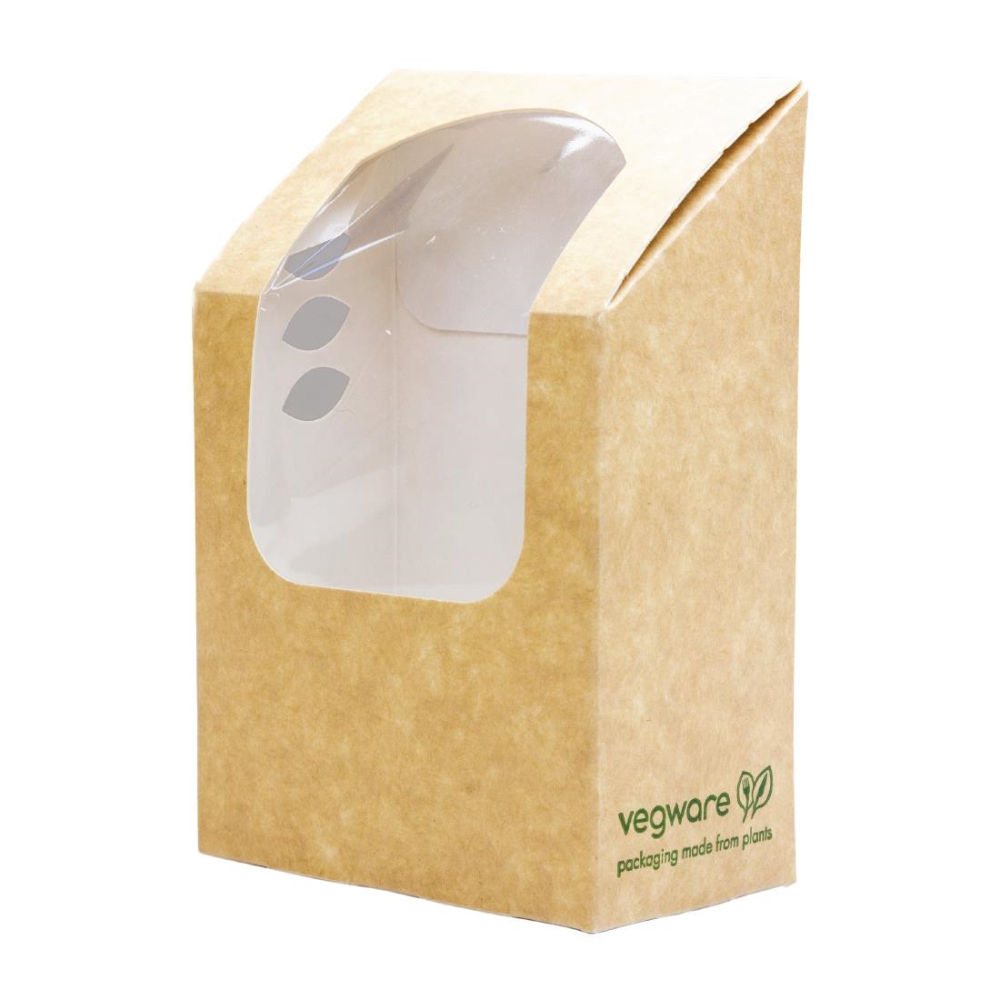 Boîtes à wrap et tortilla kraft compostables avec fenêtre PLA Vegware (Lot de 500)