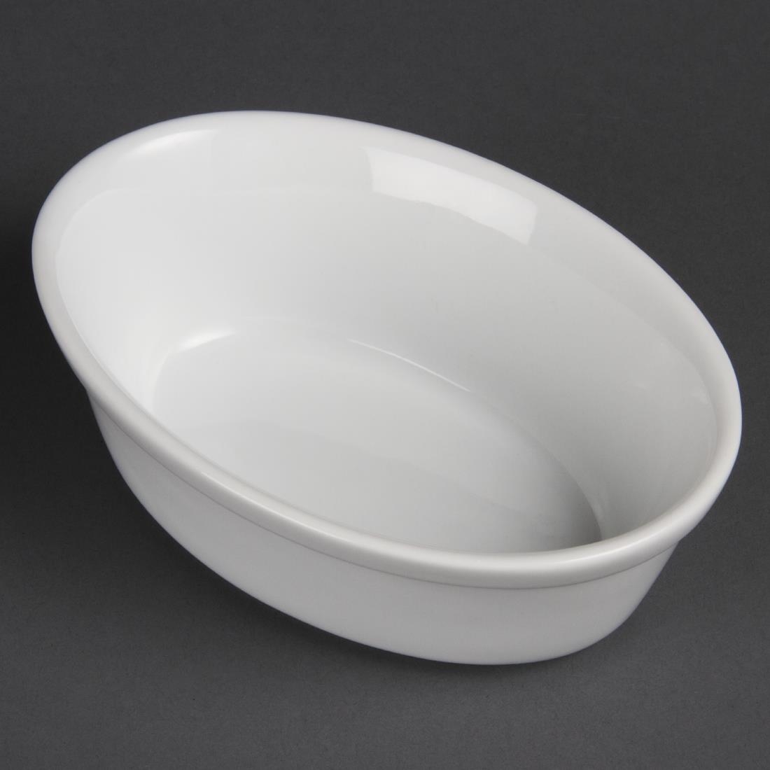 Plats à gratin ovales Olympia Whiteware 161 x 116mm (Lot de 6)