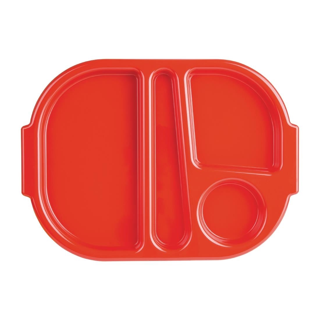 Petits plateaux repas à compartiments en polypropylène Olympia Kristallon rouges 321mm (lot de 10)