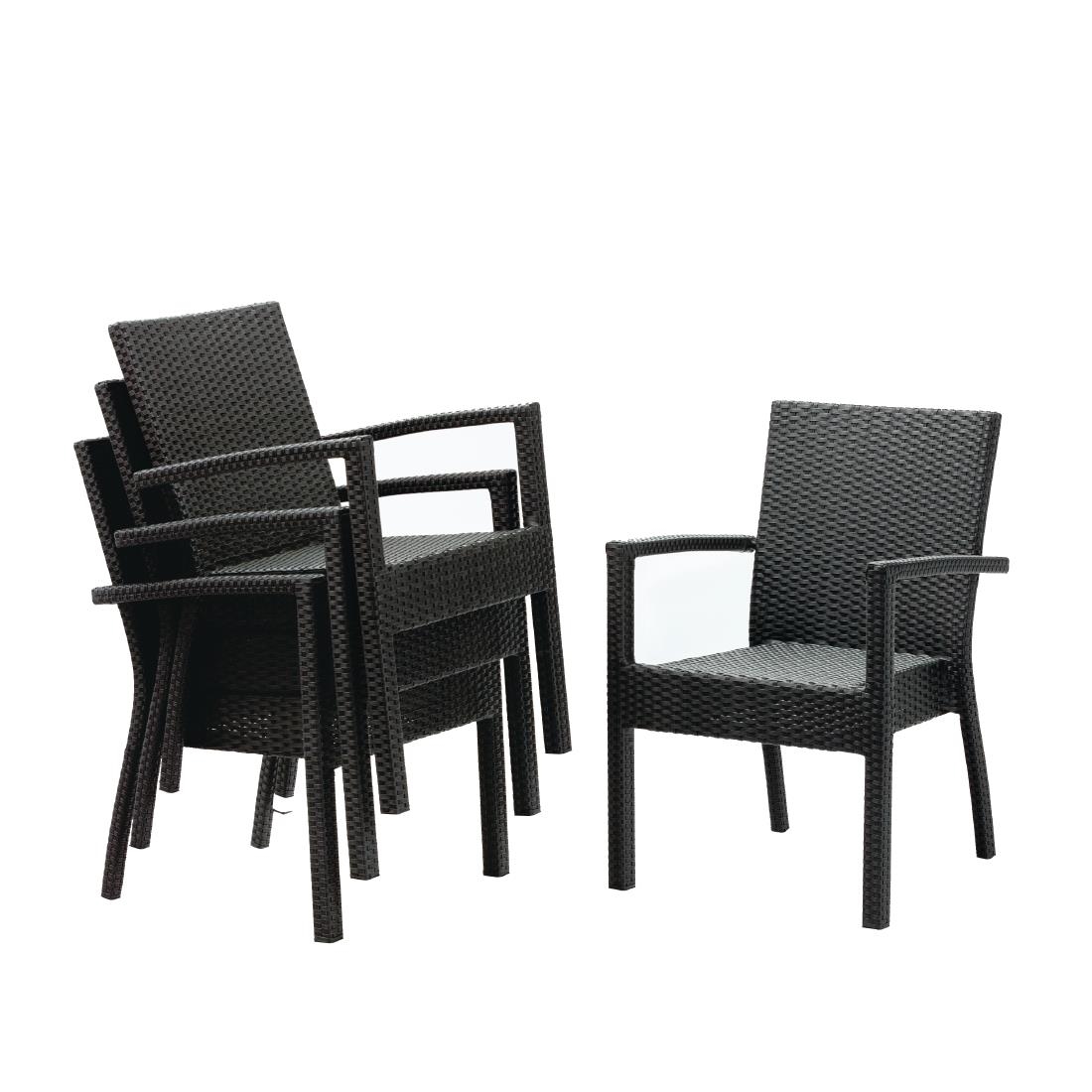 Fauteuils en rotin PE Bolero anthracite (lot de 4)