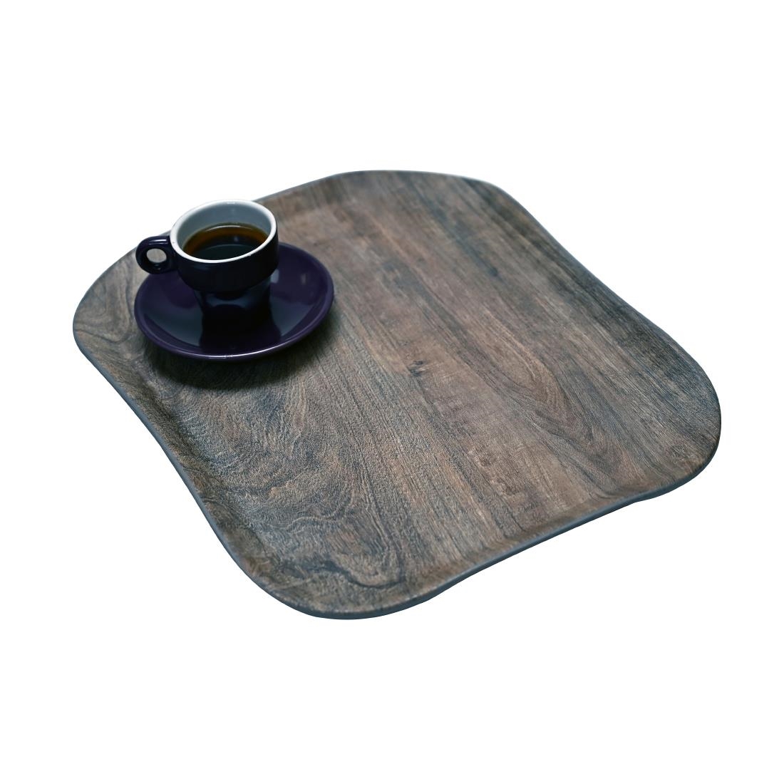 Plateau rectangulaire polyester aspect bois Cambro Century 26x32cm olivier clair