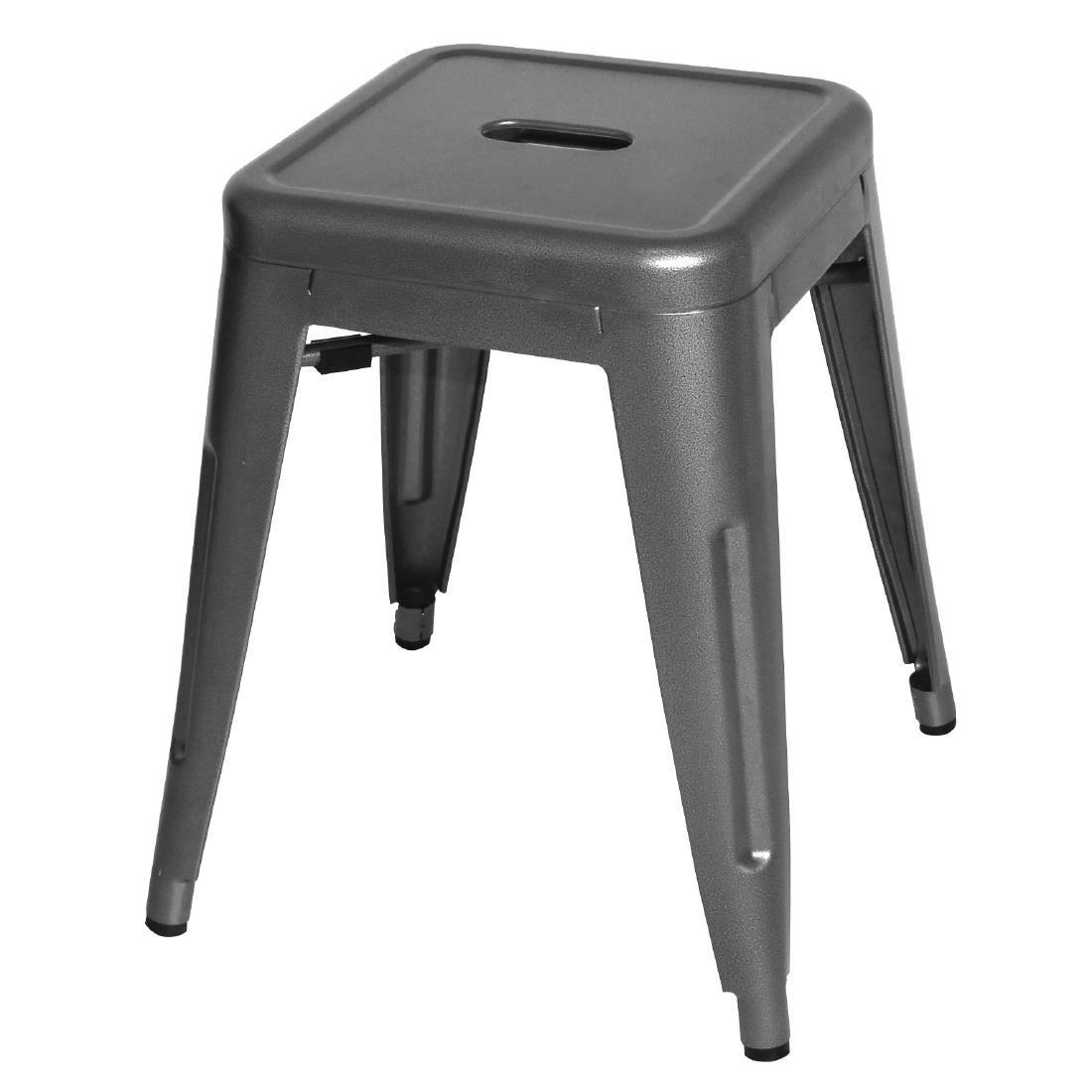 Tabourets bas Bolero Bistro en acier gris métal (lot de 4)