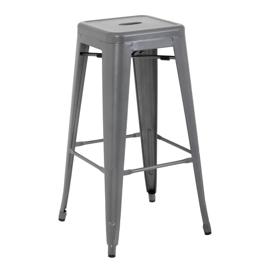 Tabourets hauts en acier galvanisé Bolero Bistro gris métalisé (lot de 4)