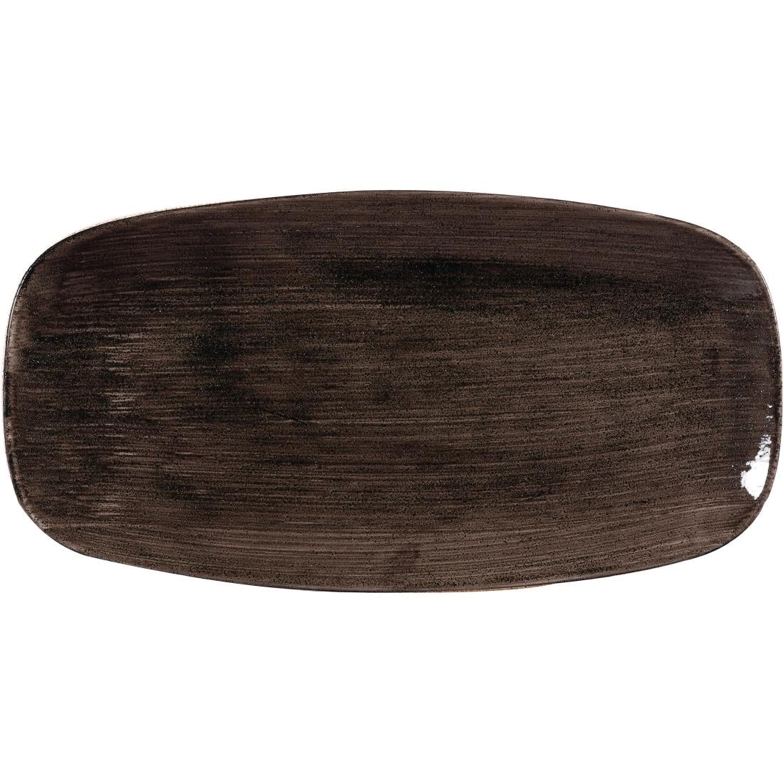 Assiettes oblongues Churchill Stonecast Patina Black 298mm (Lot de 12)