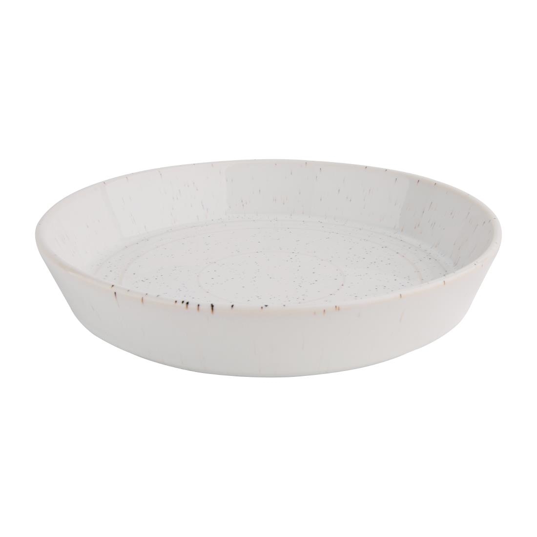 Olympia Cavolo Witte Gespikkelde Platte Ronde Kom 220mm (4 Stuks)