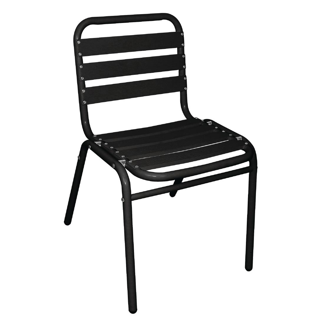 Chaises bistro en aluminium Bolero noires (lot de 4)