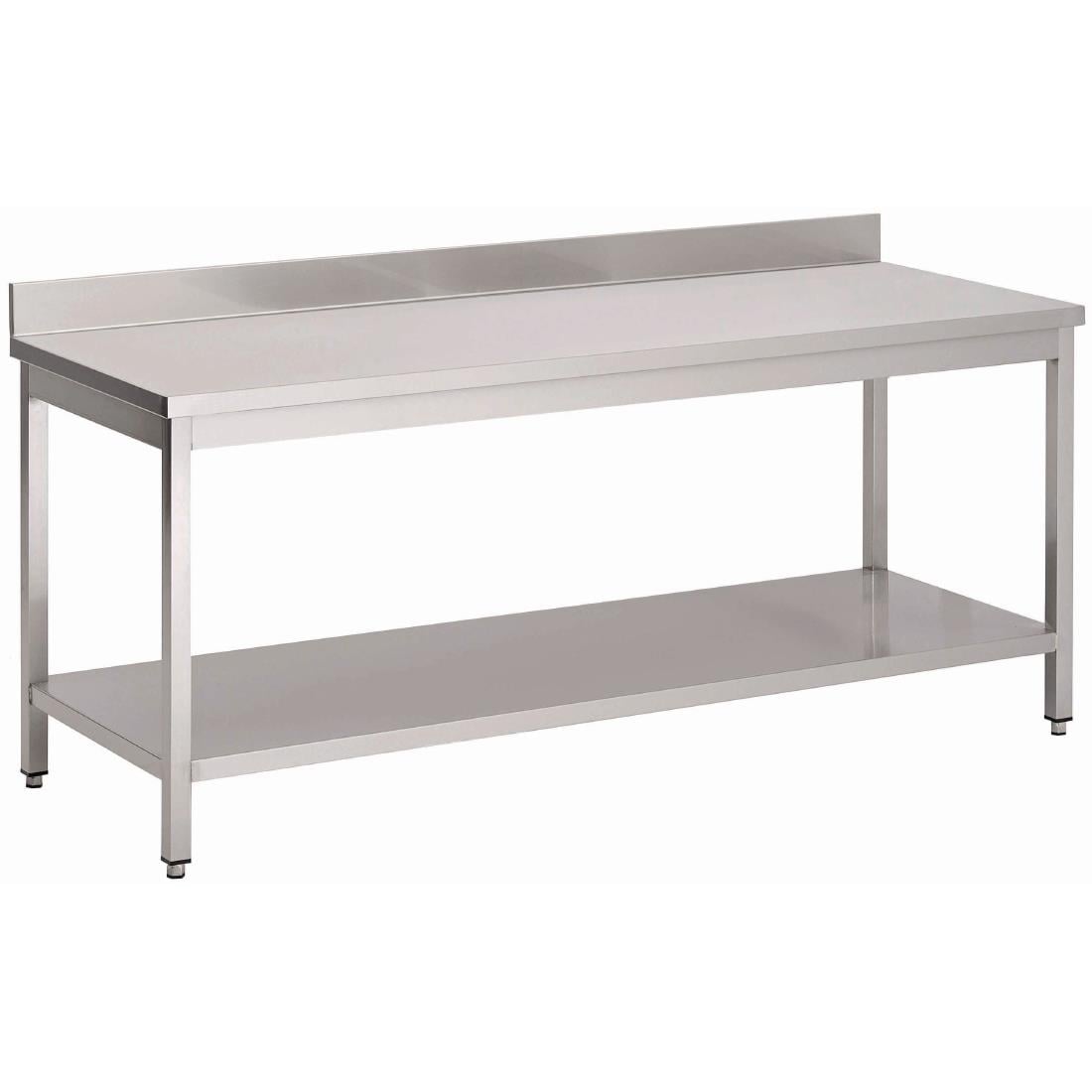Table inox avec dosseret et étagère basse Gastro M 1200 x 600 x 900mm