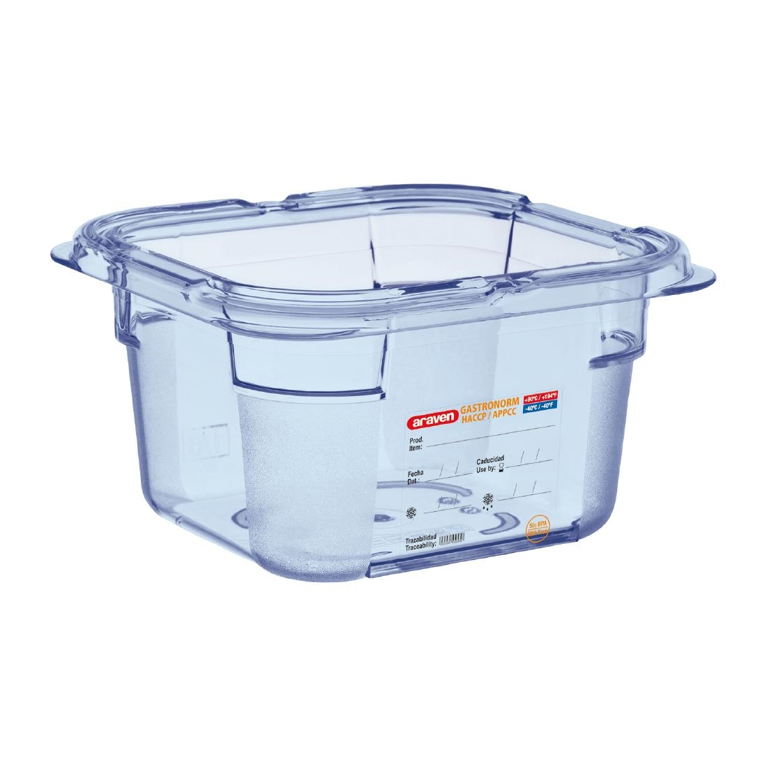 Boîte hermétique bleue en ABS sans BPA Araven GN1/6 100mm