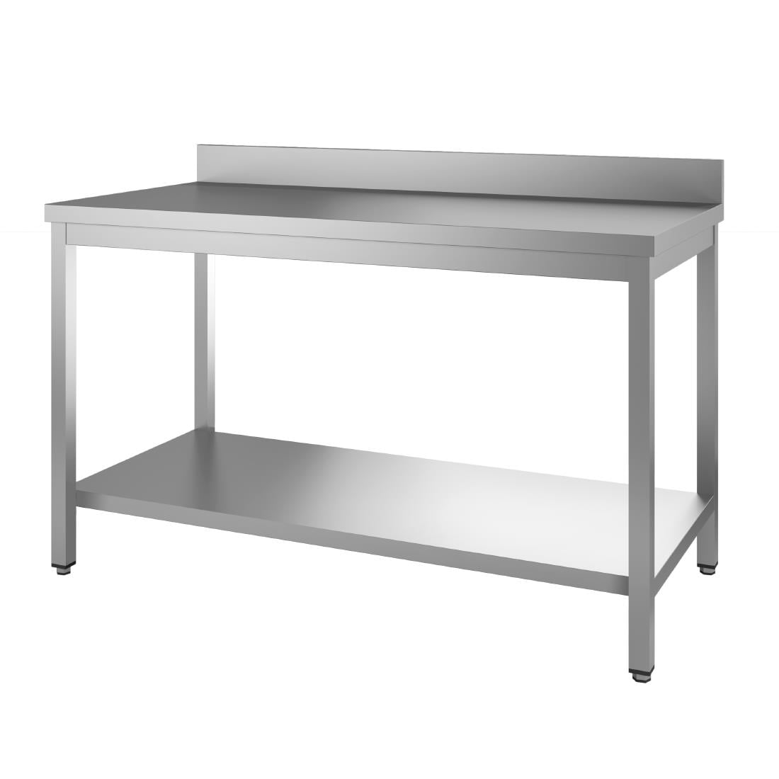 Table de préparation inox 304 avec étagère basse et dosseret Gastro M 89x140x70cm