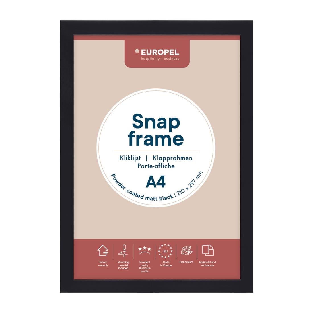 Cadre clipsable Europel A4 25mm noir mat
