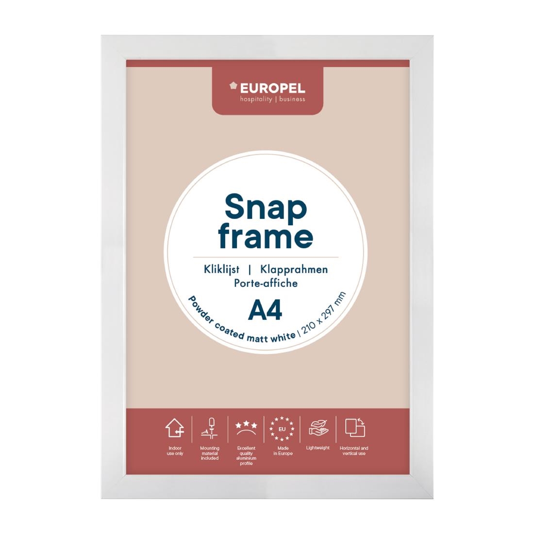 Europel Kliklijst A4 25mm Mat Wit