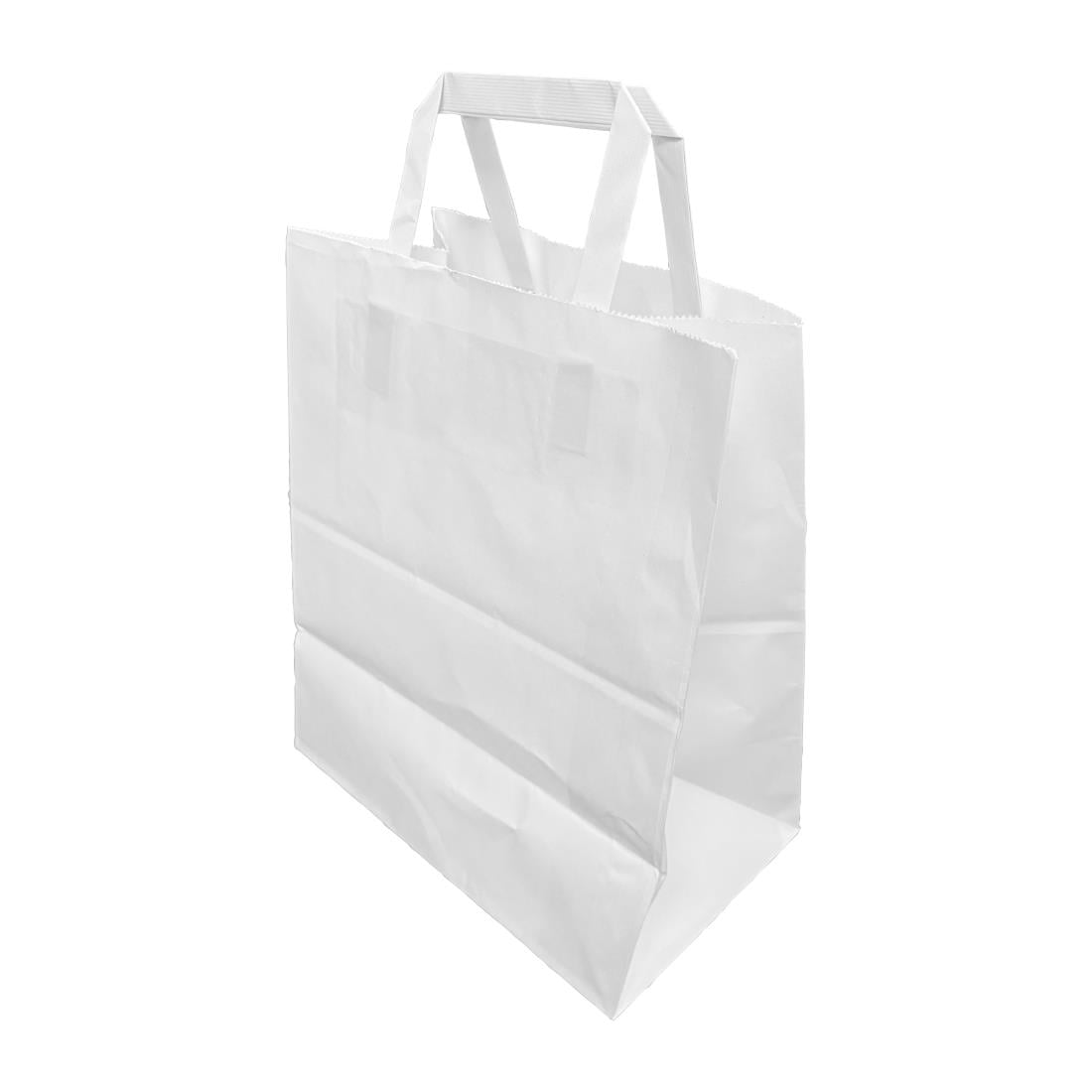 Grands sacs en papier blanc avec poignées plates Fiesta Recyclable (lot de 250)
