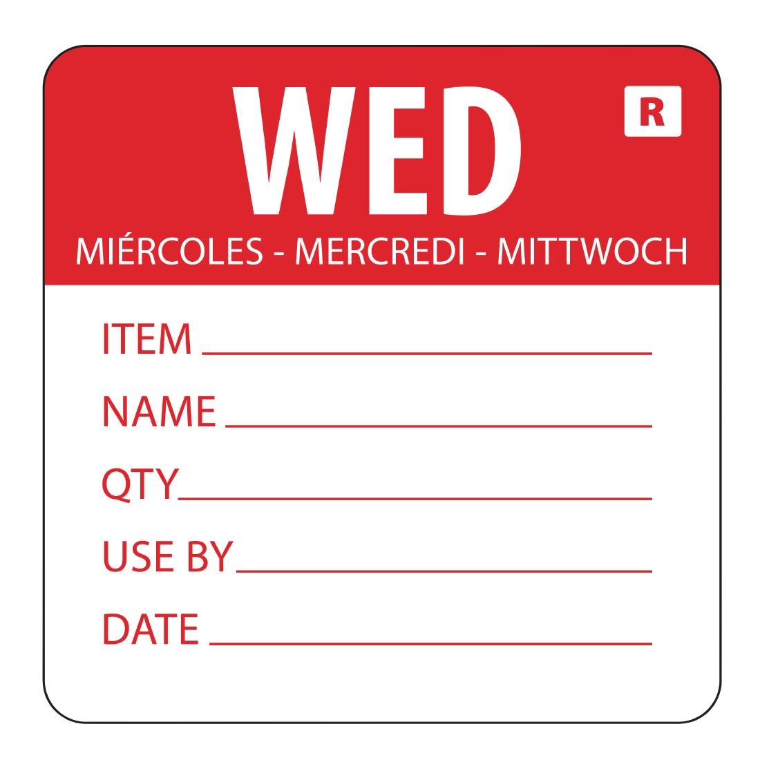 Etiquette amovible Hygiplas jour de la semaine Mercredi (lot de 500)