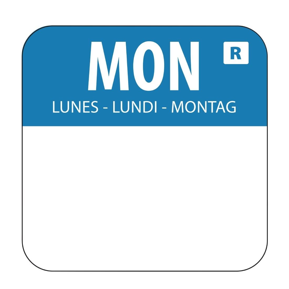 Etiquettes alimentaires code couleur bleu Hygiplas lundi 24mm (lot de 1000)