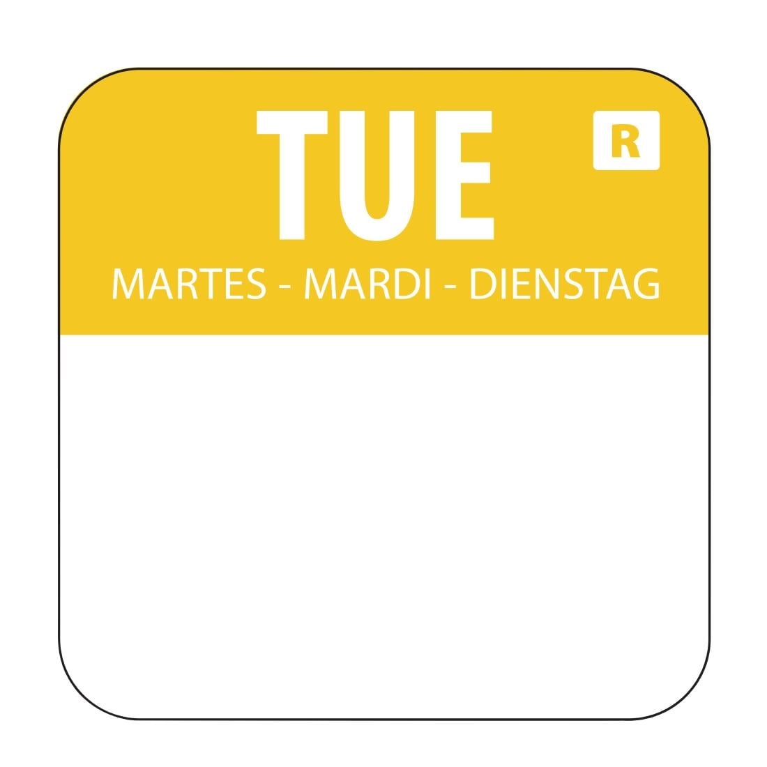 Etiquettes alimentaires code couleur jaune Hygiplas mardi 24mm (lot de 1000)