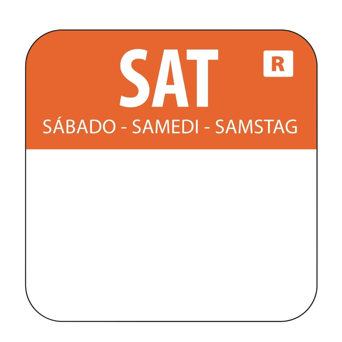Etiquettes alimentaires code couleur orange Hygiplas samedi 24mm (lot de 1000)