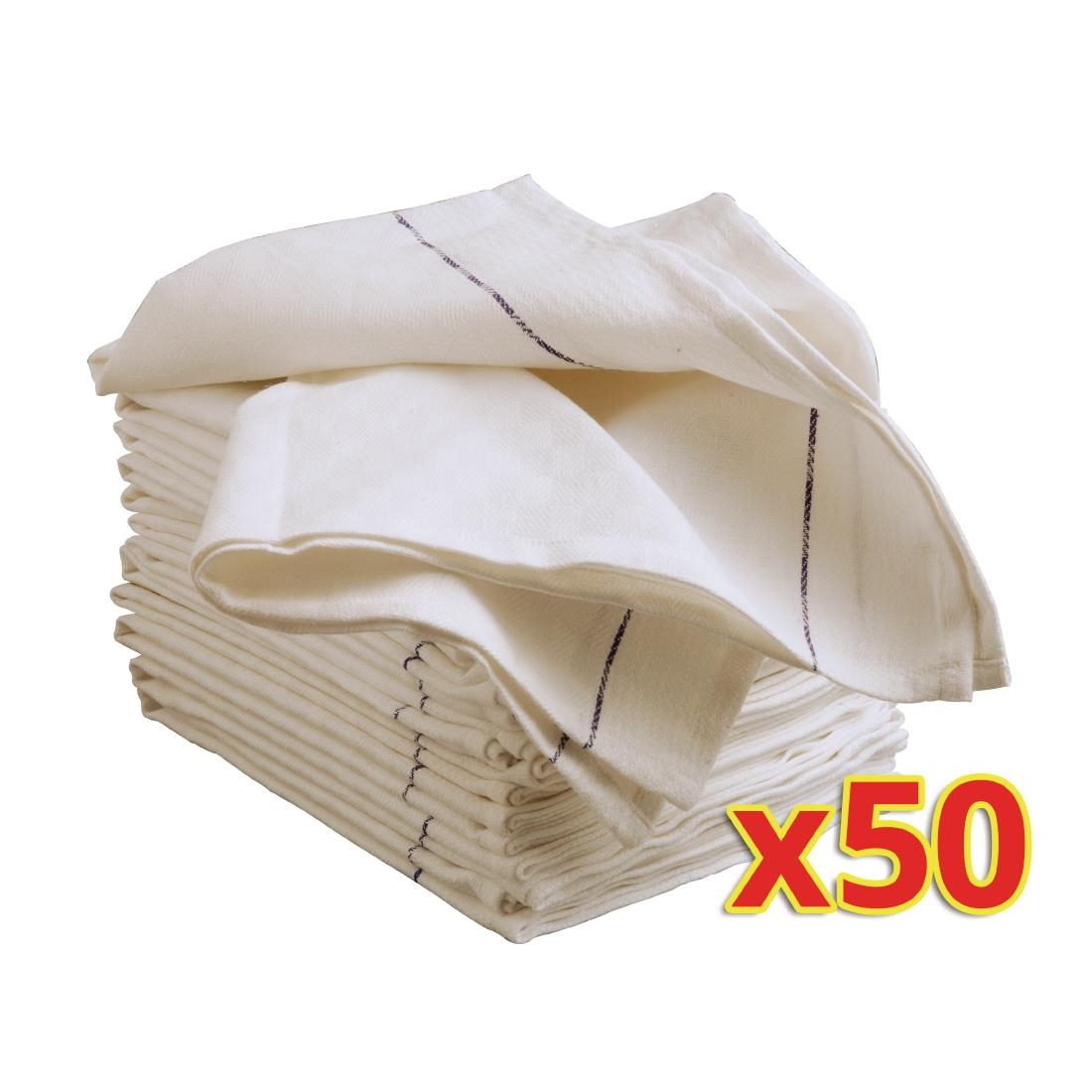Offre spéciale : Torchons de service en polycoton Vogue (lot de 50)