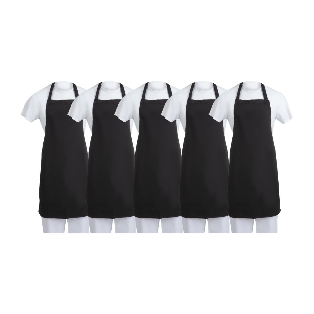 Tabliers bavette en polycoton Whites noirs (lot de 5)