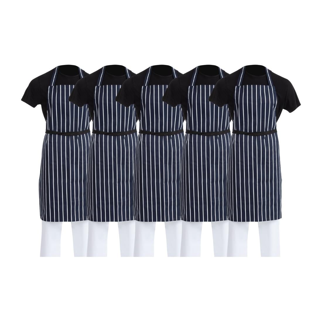 Tabliers bavettes Whites rayés marine et blanc (lot de 5)