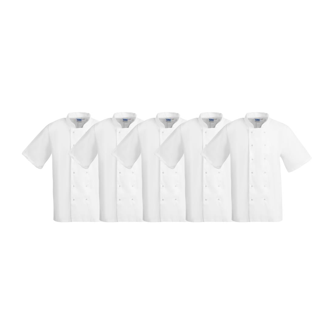 Vestes de cuisine manches courtes Whites Boston blanches S (lot de 5)