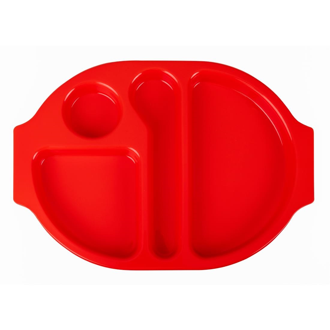 Grands plateaux repas à compartiments en polypropylène Olympia Kristallon rouges 375mm (lot de 10)