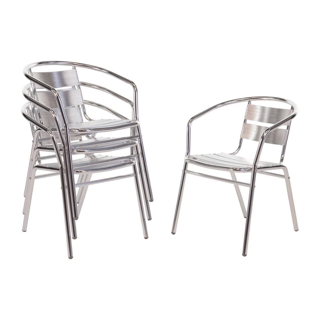 Fauteuils empilables en aluminium Bolero (lot de 4)