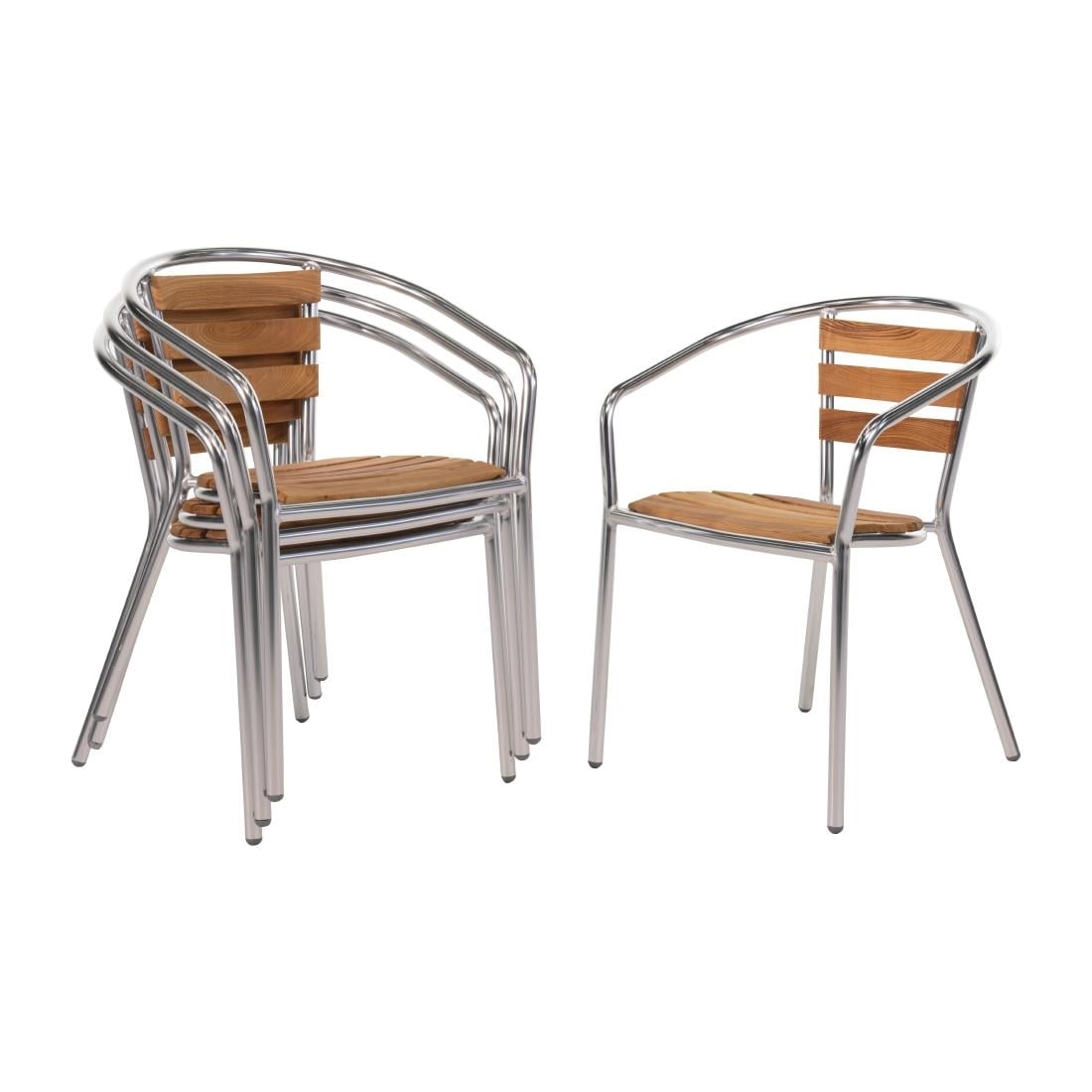 Fauteuils en frêne et aluminium Bolero 730mm (lot de 4)