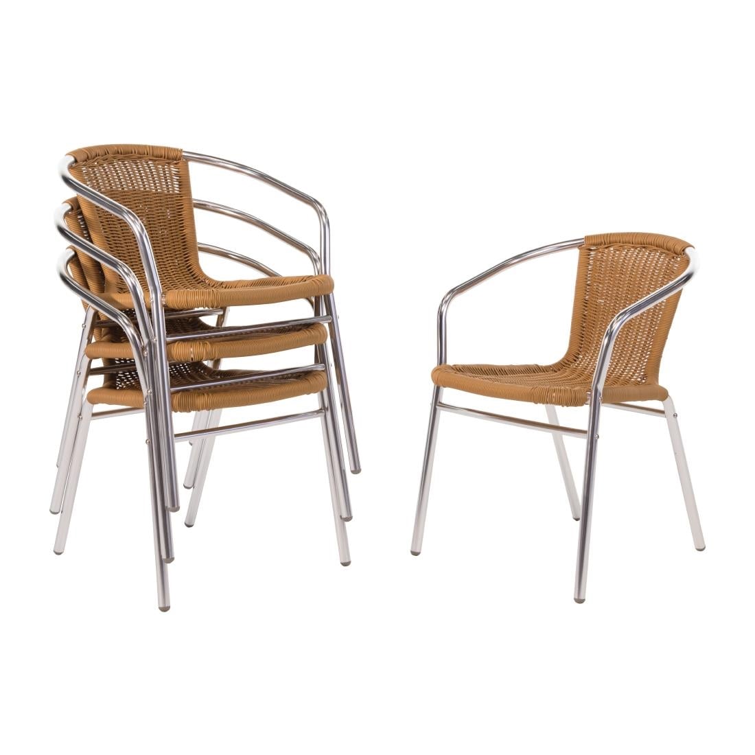 Fauteuils en rotin PE et aluminium empilables Bolero (lot de 4)