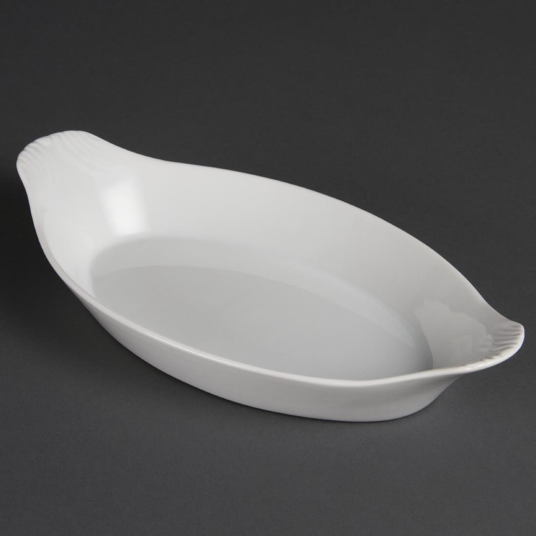 Plats ovales à oreilles Olympia Whiteware 289x166mm (lot de 6)