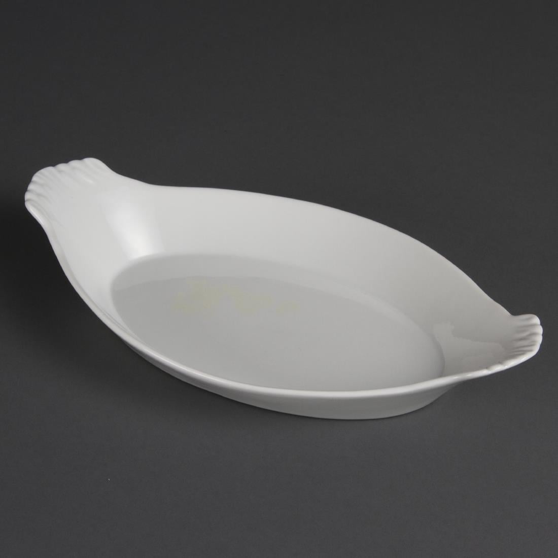 Plats ovales à oreilles blancs Olympia Whiteware 320x177mm (lot de 6)